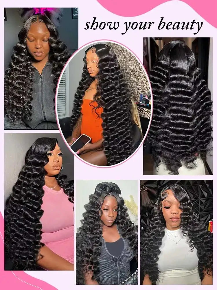 40 Inch Loose Deep Wave 13x4 13x6 Lace Front Human Hair Wigs 250 Density Water Curly Nature Wave HD Lace Frontal Wig Preplucked