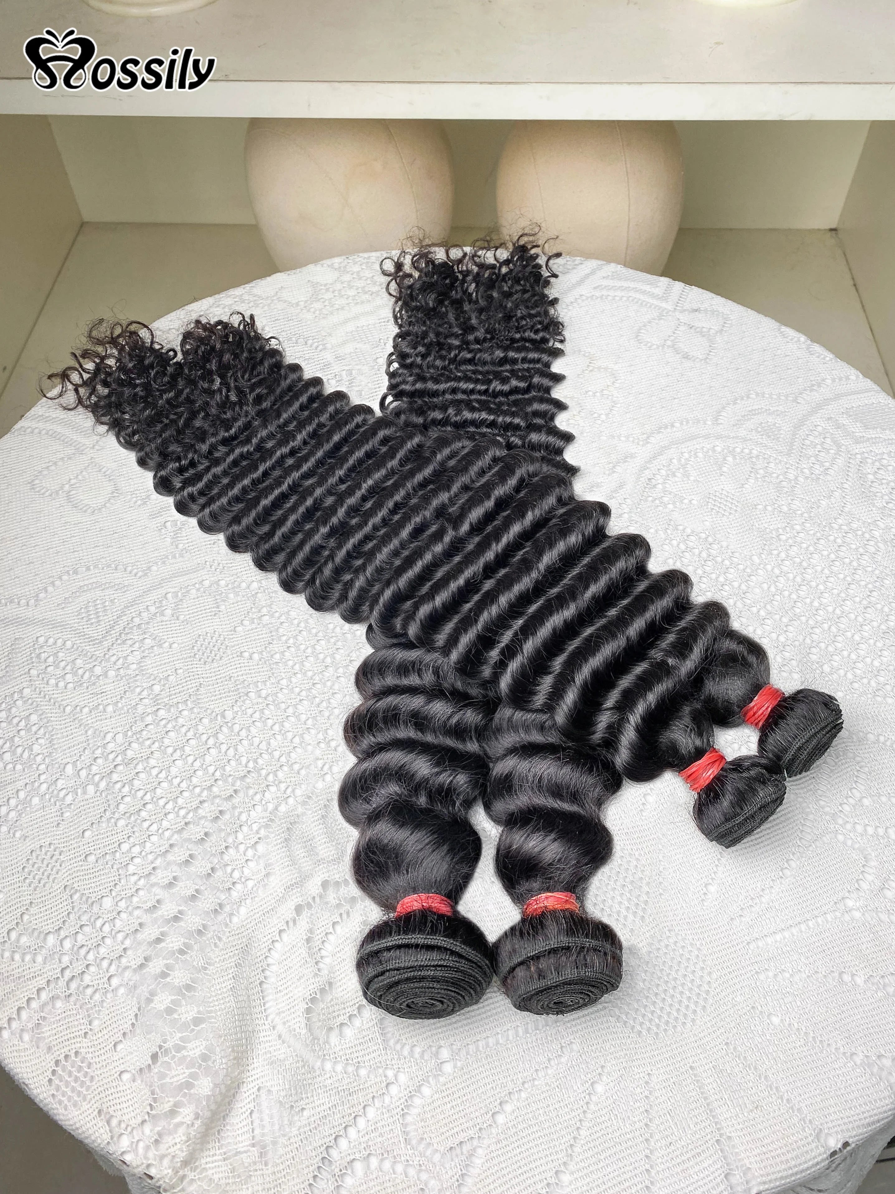 Deep Wave Human Hair Bundles Burmese Curly Hair Bundles 100% Human Hair Water Wave Original Natural Hair Extensions 1/3/4 Pieces