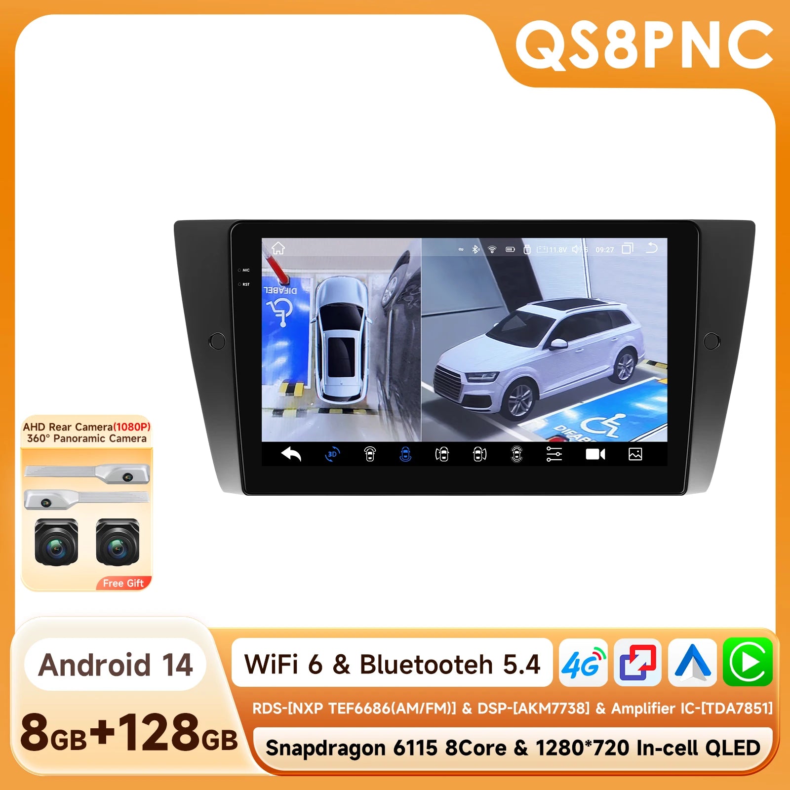 9" Hizpo 2Din Android13 Car Radio for BMW E90 E91 E92 E93 2006 - 2012 GPS Navigation RDS DSP SWC 4G BT CarPlay Autoradio