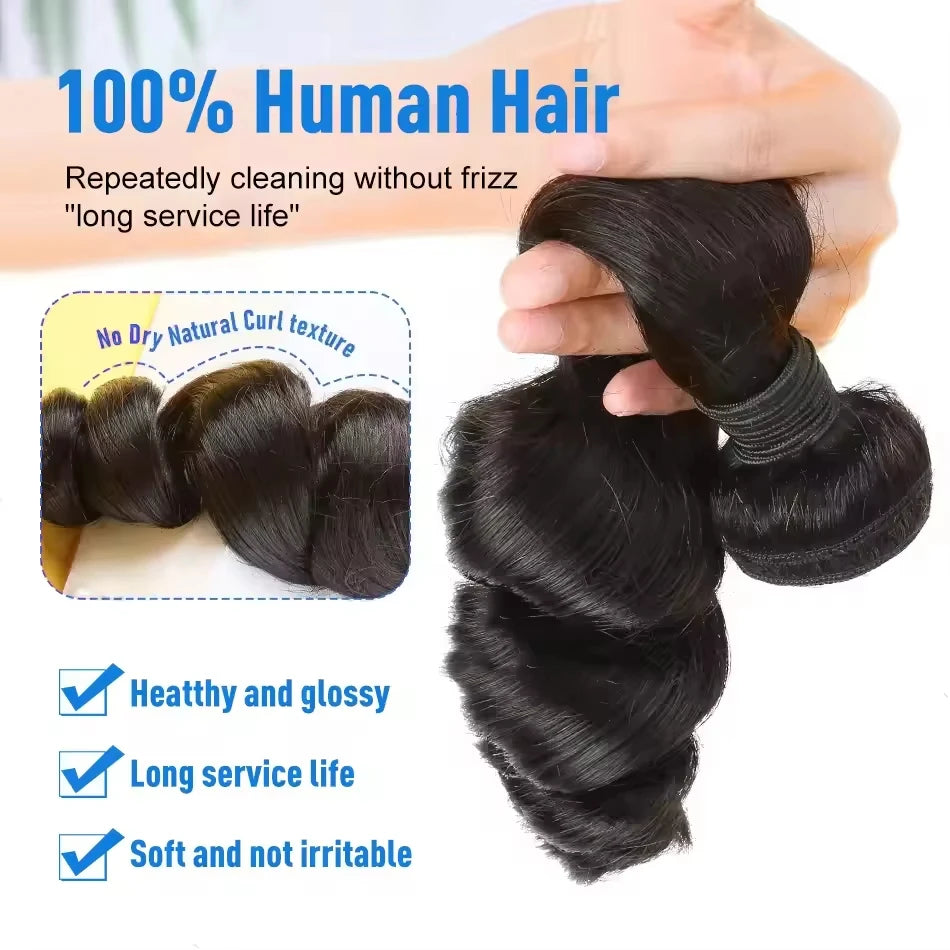 14A Loose Deep Wave Human Hair Bundles 30 34 Inch Raw Virgin 100% Brazilian Human Hair Water Wave Bundles Weave Extensions