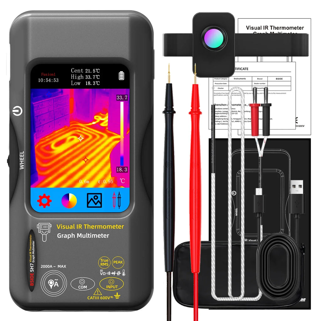 BSIDE SH7 320*320 Thermal Imager Camera 20000 Counts Touchscreen Digital Multimeter 2 in 1 IR Camera for Macro lens Repair PCB