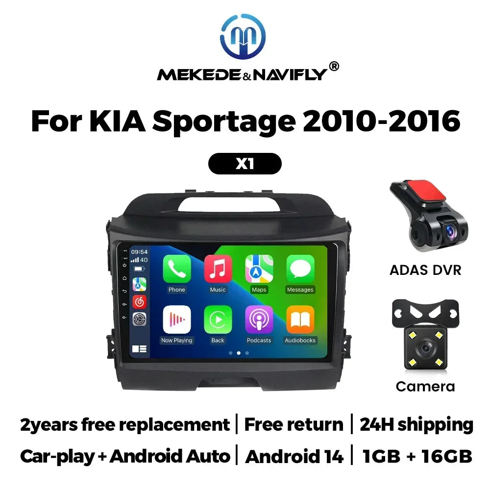 Android 14 Car Radio Stereo for KIA Sportage 2010 2011 2012 2013 2014 2015 2016 Carplay Auto Mutlimedia Player GPS Navigation FM