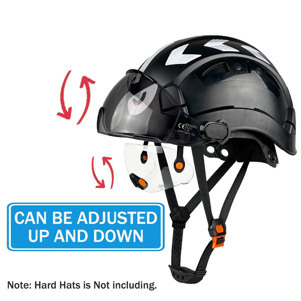 CE Visor fo Safety Helmet Construction Hard Hat Accessories Safety Goggles for Helmet Replacement PC Material Eye Protector ANSI