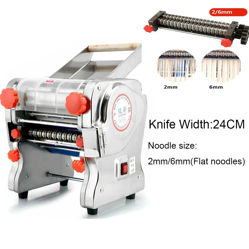 550W Electric Pasta Maker Noodle Machine Dumpling Skin Roller Steel  Full Stainless Steel Dual Knife Noodle Maker For Commercial