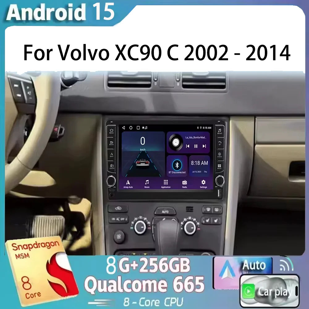 Android 15 Car Radio For Volvo XC90 C 2002 2003 2004 -  2014 QLED Multimedia Video Player GPS Stereo CarPlay Head Unit