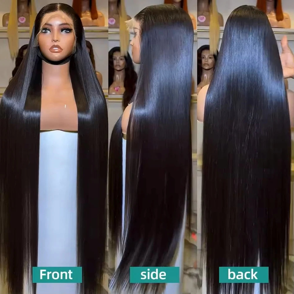 250% 40Inch Straight Lace Front Wigs Human Hair 13x6 HD Lace Frontal Wig 13X4 Bone Straight Human Hair Wig Pre Plucked For Women