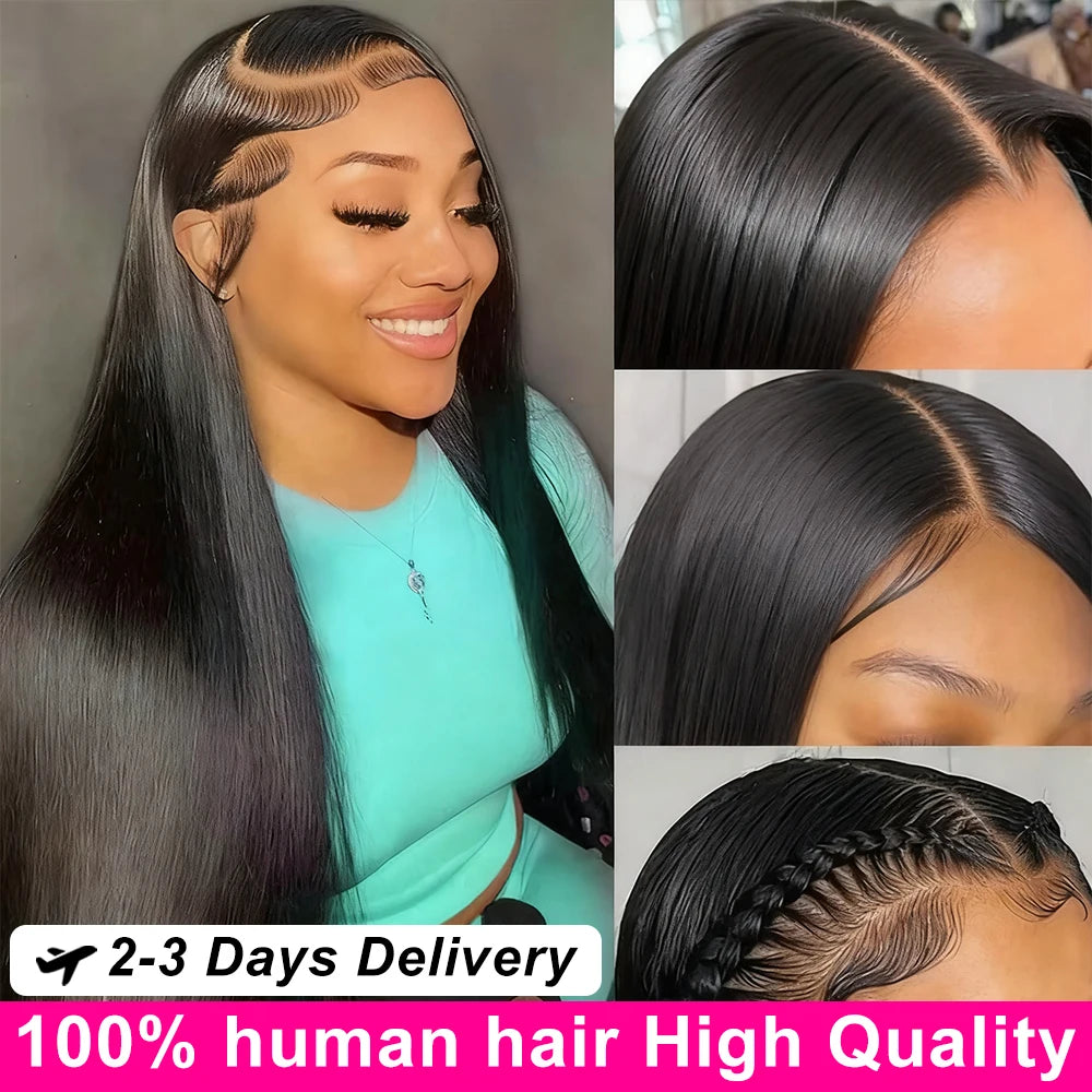 13x6 Straight Human Hair Wigs 360 Full Lace Frontal Wig HD Transparent Lace Wigs For Women Brazilian 30 40 Inch 200 Density