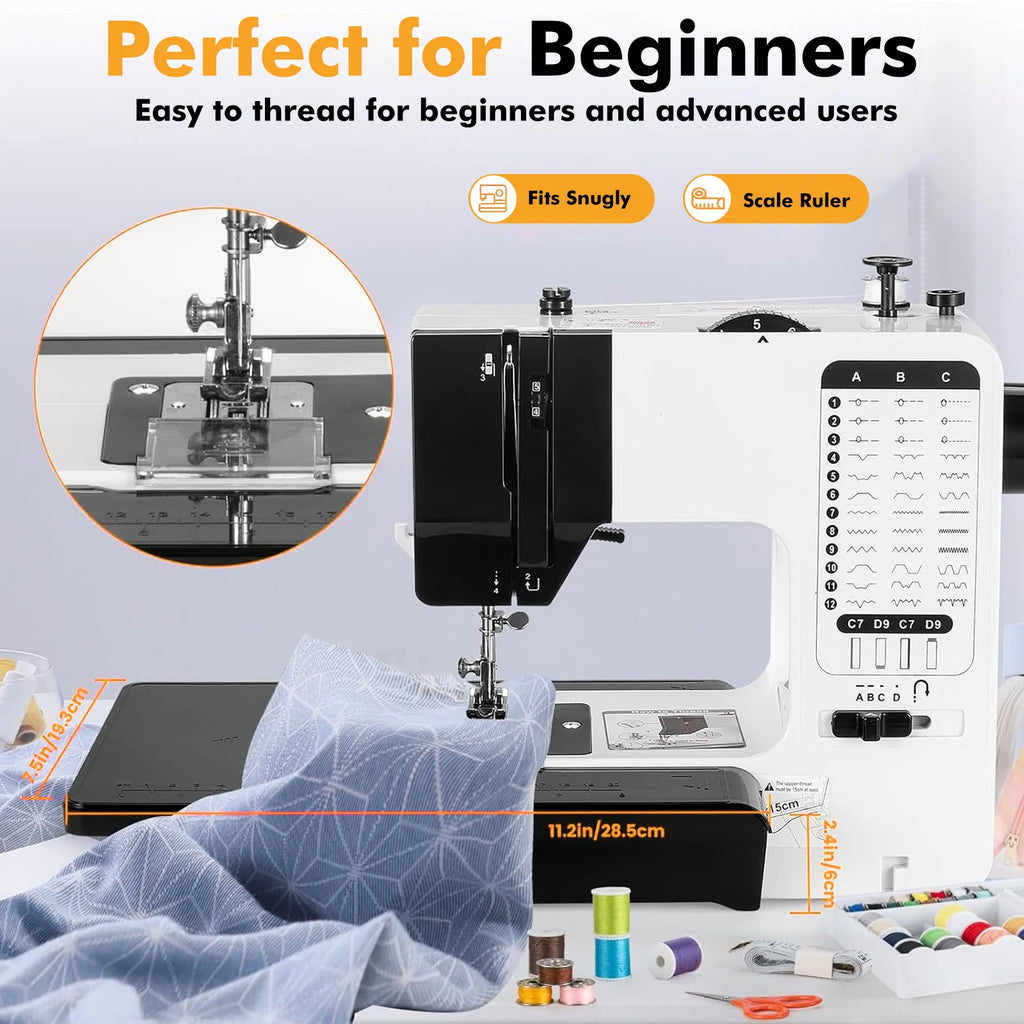 12 Stitches Mini Sewing Machine Electric Double Thread Sewing Machine with Extension Table EU Automatic winding design