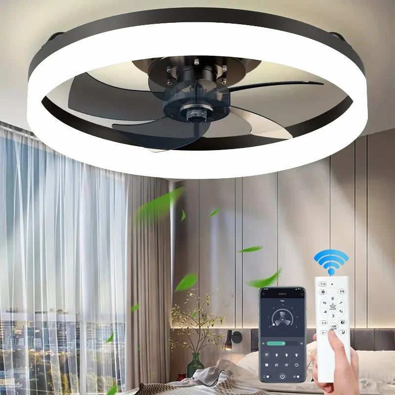 Ceiling Fan with Light Remote Control Modern Silent 6-speed LED Light Fan Smart Ceiling Fan For Bedroom  Living Room Decoration