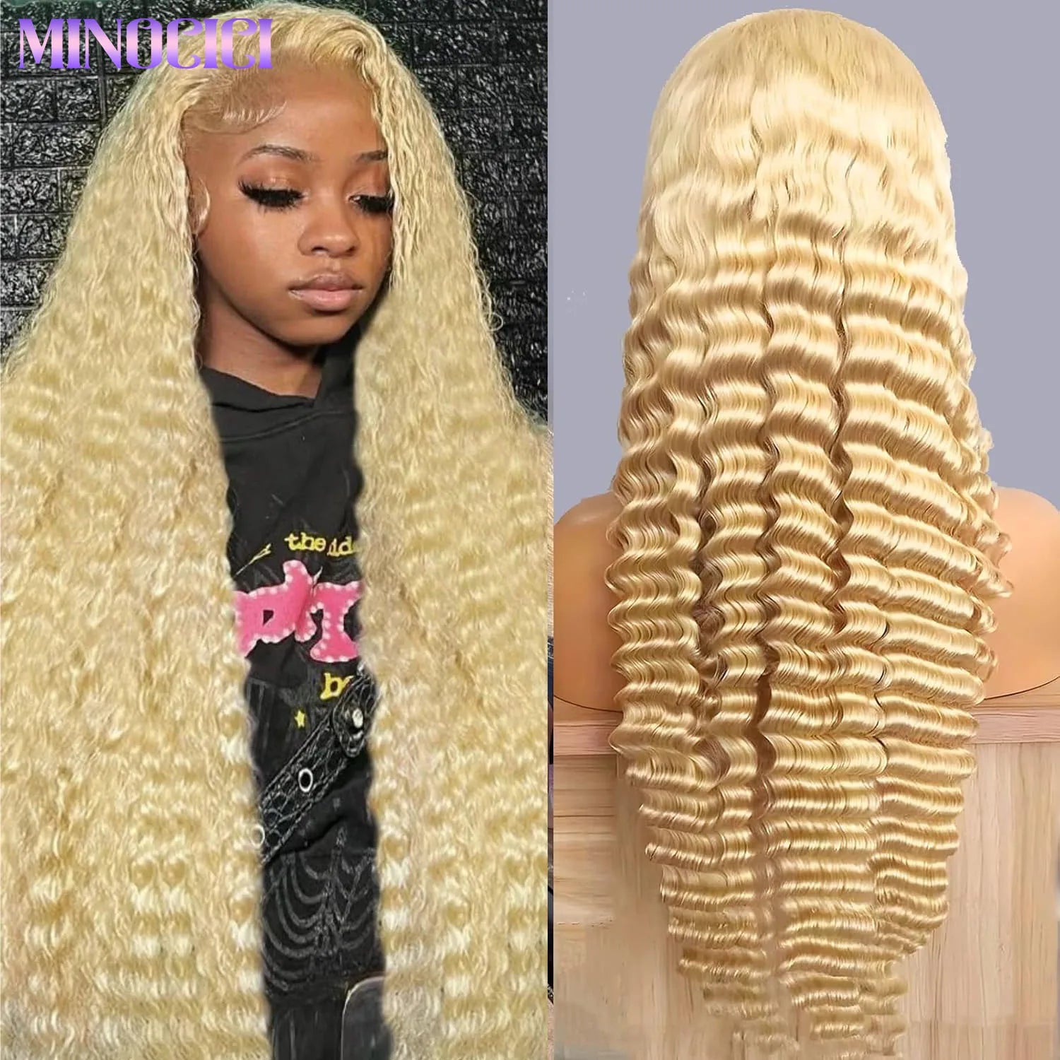 30 Inch 613 Lace Front Wig Human Hair Blonde Wig Human Hair 613 Deep Wave HD Lace Front Wigs 200% Density Pre Plucked For Women