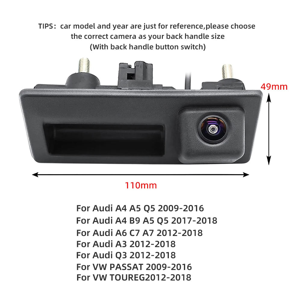 BONROAD 170 Degree Car Rear Camera For Audi A4 B8 Q3 Q5 A5 A8 S5 A3 A6 C7 A7 Volkswagen Parking Backup Trunk Handle Camera