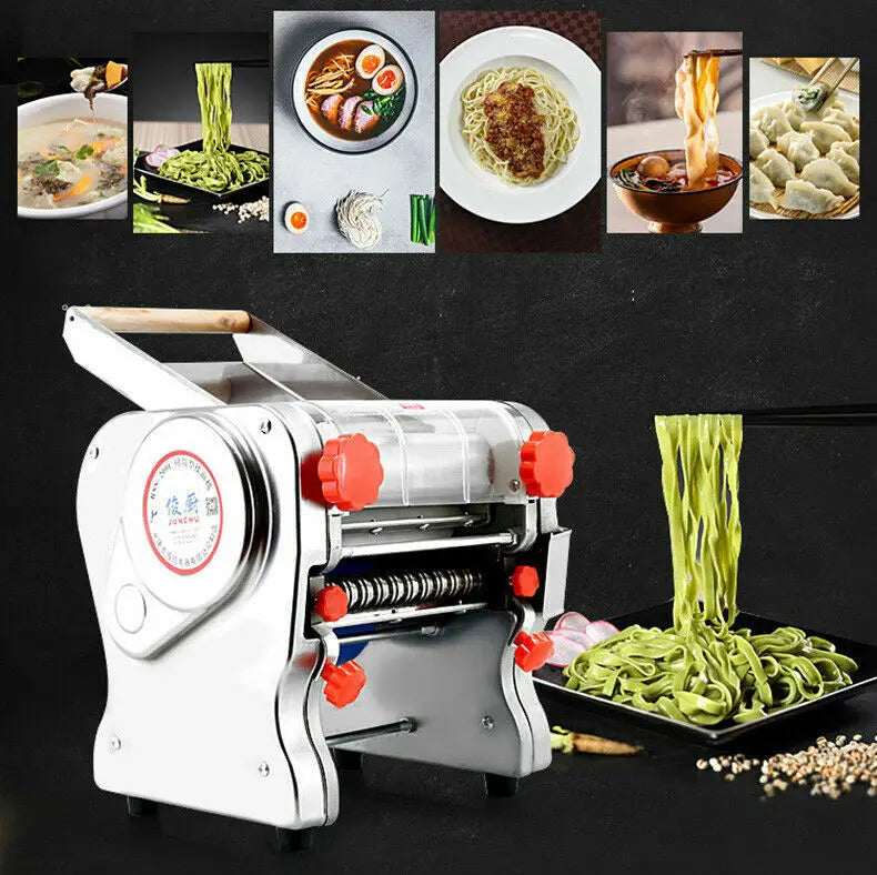 550W Electric Pasta Maker Noodle Machine Dumpling Skin Roller Steel  Full Stainless Steel Dual Knife Noodle Maker For Commercial