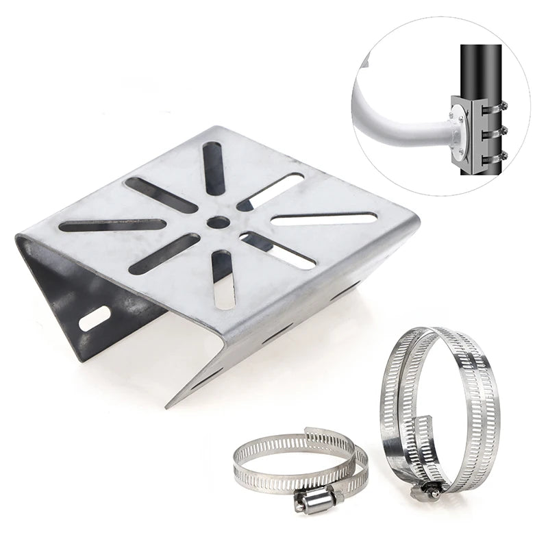 1 Set For Outdoor Pole Monitoring Bracket Univsesial Adapter Plate 100/200mm Long Hoop With Stainless Steel Camera Mount Panel
