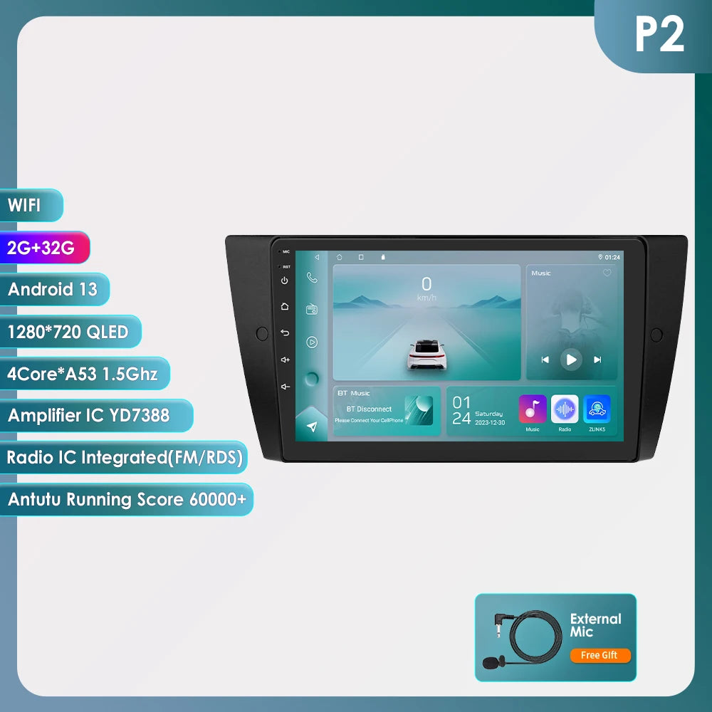 9" Hizpo 2Din Android13 Car Radio for BMW E90 E91 E92 E93 2006 - 2012 GPS Navigation RDS DSP SWC 4G BT CarPlay Autoradio