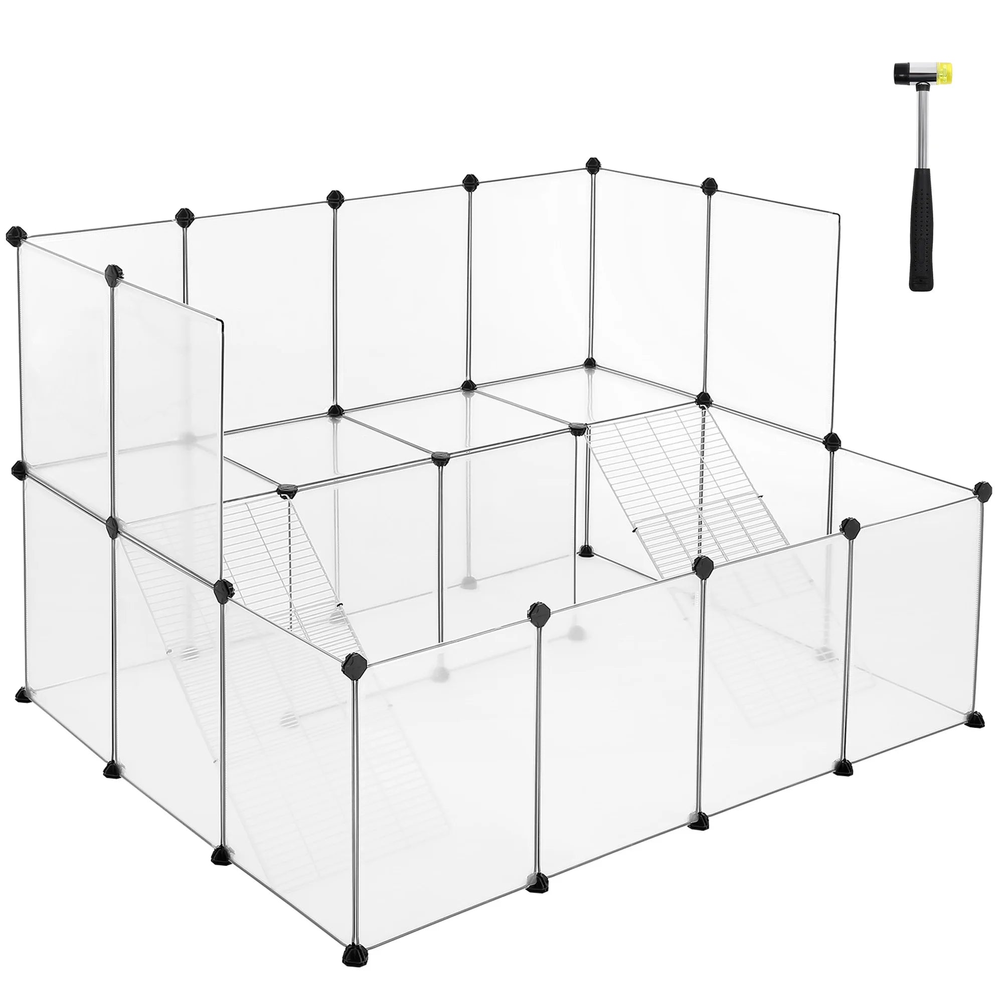 Enclos modulable - 143 x 108 x 92 cm - Parc pour petits animaux - Cochon d'Inde - Lapins - Hamsters - Rongeur - Blanc