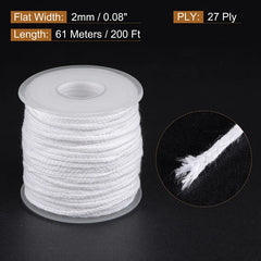 1 Roll 61m Cotton Braid Candle Wick Core Spool 2mm Width Non-Toxic Environmental DIY Oil Lamps Handmade Candle Making Supplies