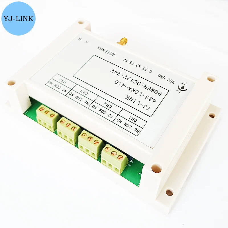 4CH 433MHz Lora Remote I/O Controller Wireless Transmission Point-to-Point Relay Switch Module