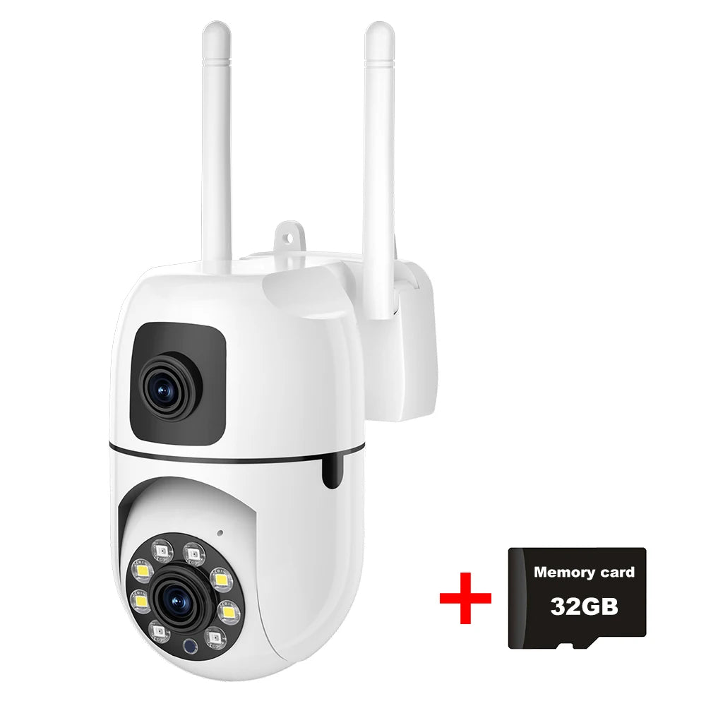 8MP WIFI Surveillance Camera Dual Lens Dual Screen 8X Digital Zoom IP Cameras Wireless Outdoor Auto Tracking Night Vision CCTV