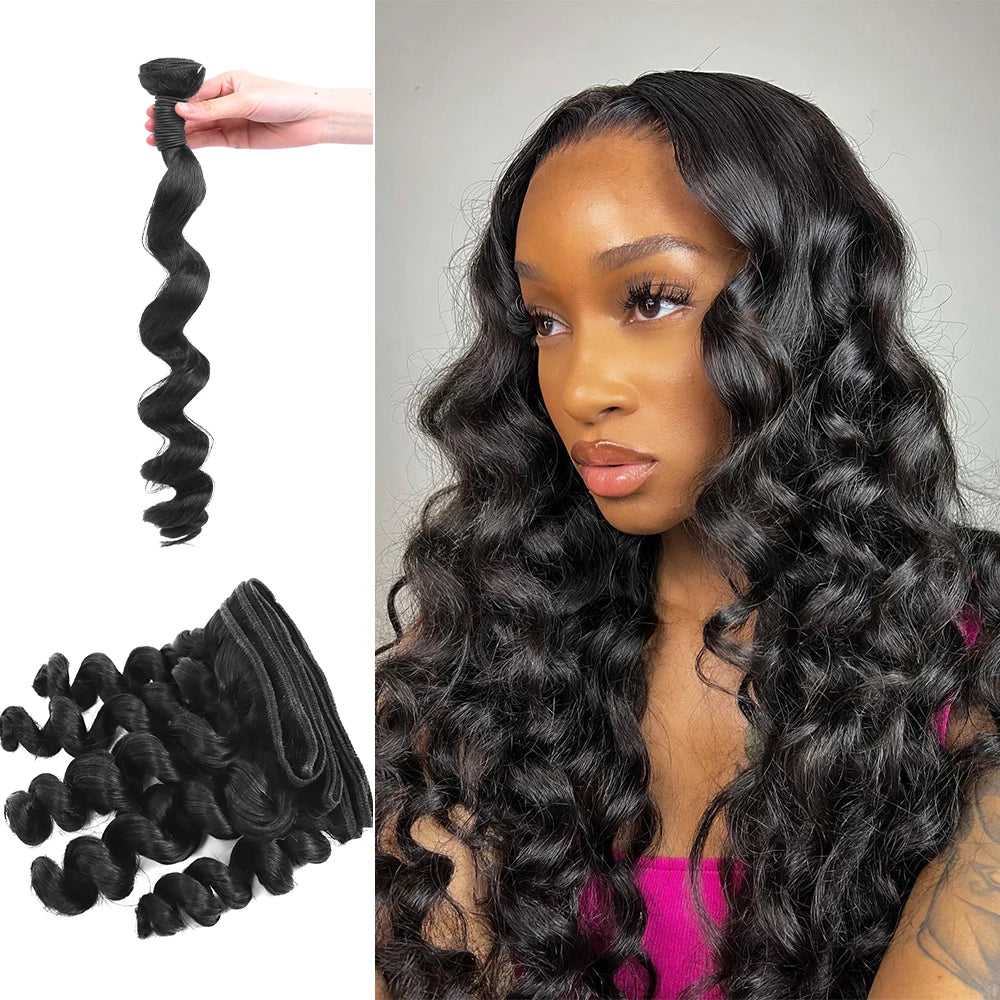 Loose Deep Wave Human Hair Bundles Curly Hair Brazilian Weaving 32 34 Inch 1/3/4 Natural Color Braiding Unprocessed Bundle
