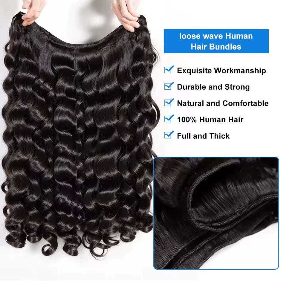 14A Loose Deep Wave Human Hair Bundles 30 34 Inch Raw Virgin 100% Brazilian Human Hair Water Wave Bundles Weave Extensions