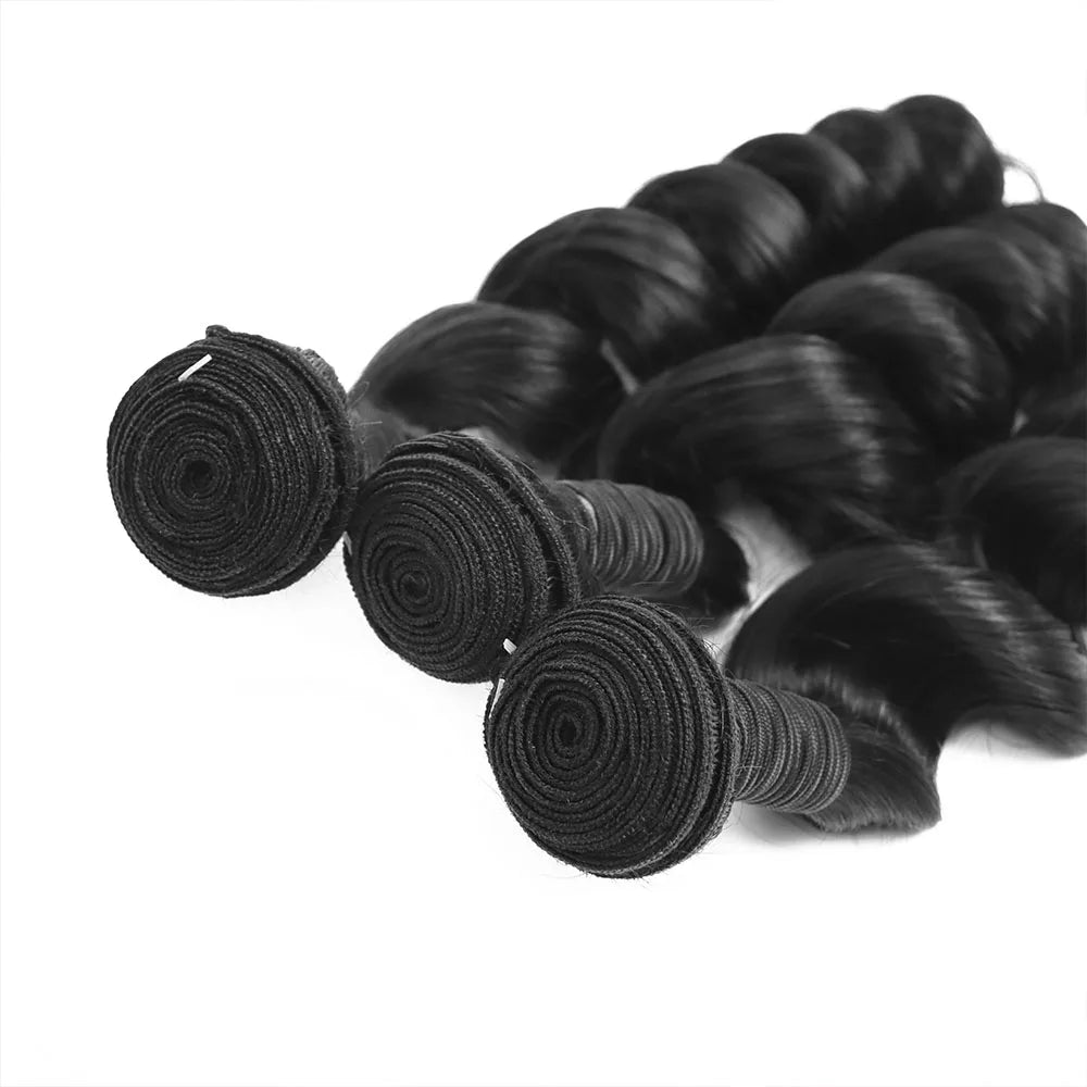 Loose Deep Wave Human Hair Bundles Curly Hair Brazilian Weaving 32 34 Inch 1/3/4 Natural Color Braiding Unprocessed Bundle