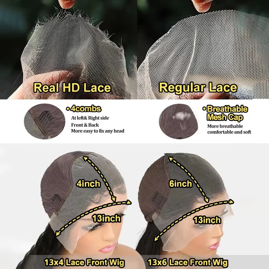 250% 40Inch Straight Lace Front Wigs Human Hair 13x6 HD Lace Frontal Wig 13X4 Bone Straight Human Hair Wig Pre Plucked For Women