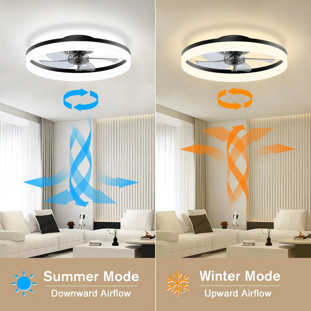 Ceiling Fan with Light Remote Control Modern Silent 6-speed LED Light Fan Smart Ceiling Fan For Bedroom  Living Room Decoration