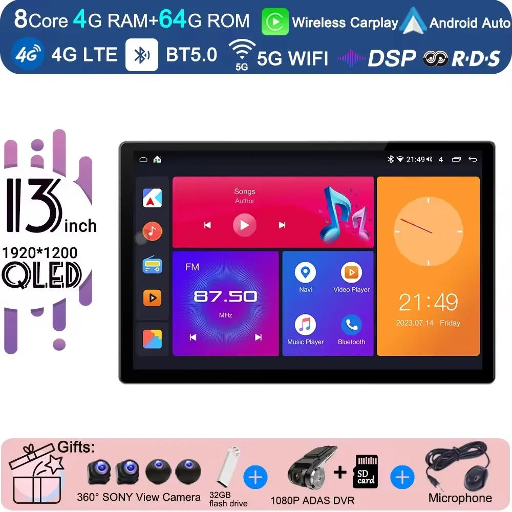 Android 15 13 Inch For Volkswagen VW Passat B6 B7 CC 2007-2015 Car Radio Multimedia Video Player Navigation GPS CarPlay