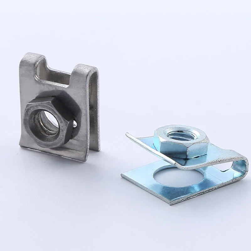 20Pcs Auto Metal Clips M6 for Car Motor Tread Panel Spire Nut Fairing Clip Fastener U-Type Plate Nut Speed Zinc Mounting Clamp