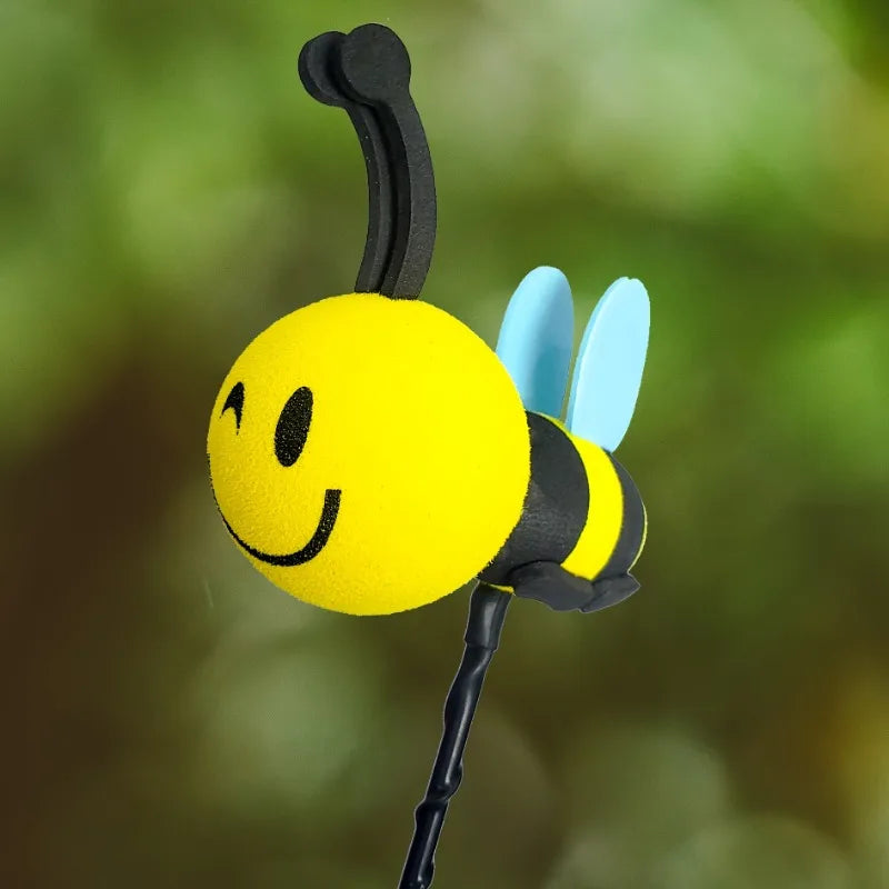 1pc Happy Bee Car Antenna Topper - Adorable Yellow & Black Foam Ball with Cheerful Face, Durable EVA Material