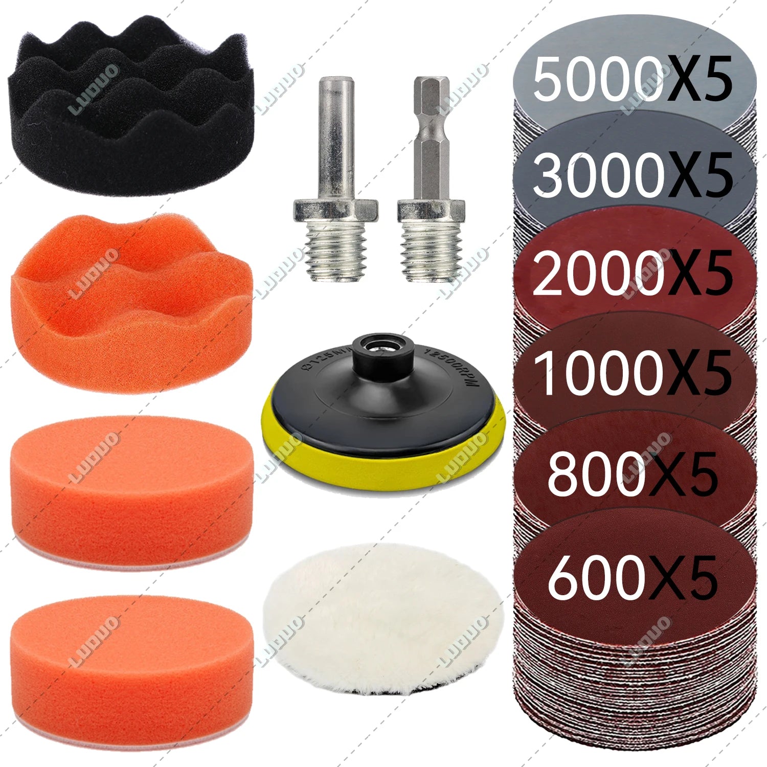 Car Detailing Headlight Restoration Sponge For Auto Polishing Waxing Washing Cleaning Wool Pad Backing Plate Sandpaper Kit