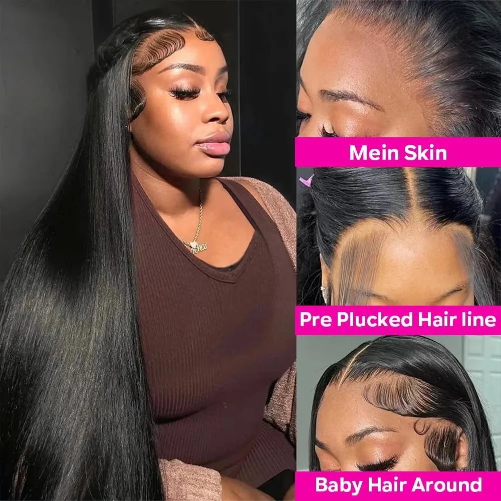 40 44 Inch HD Lace Front Wig Pre Plucked Brazilian Bone Straight Human Hair Wig Transparent 13X4 13X6 Lace Frontal Wig For Women