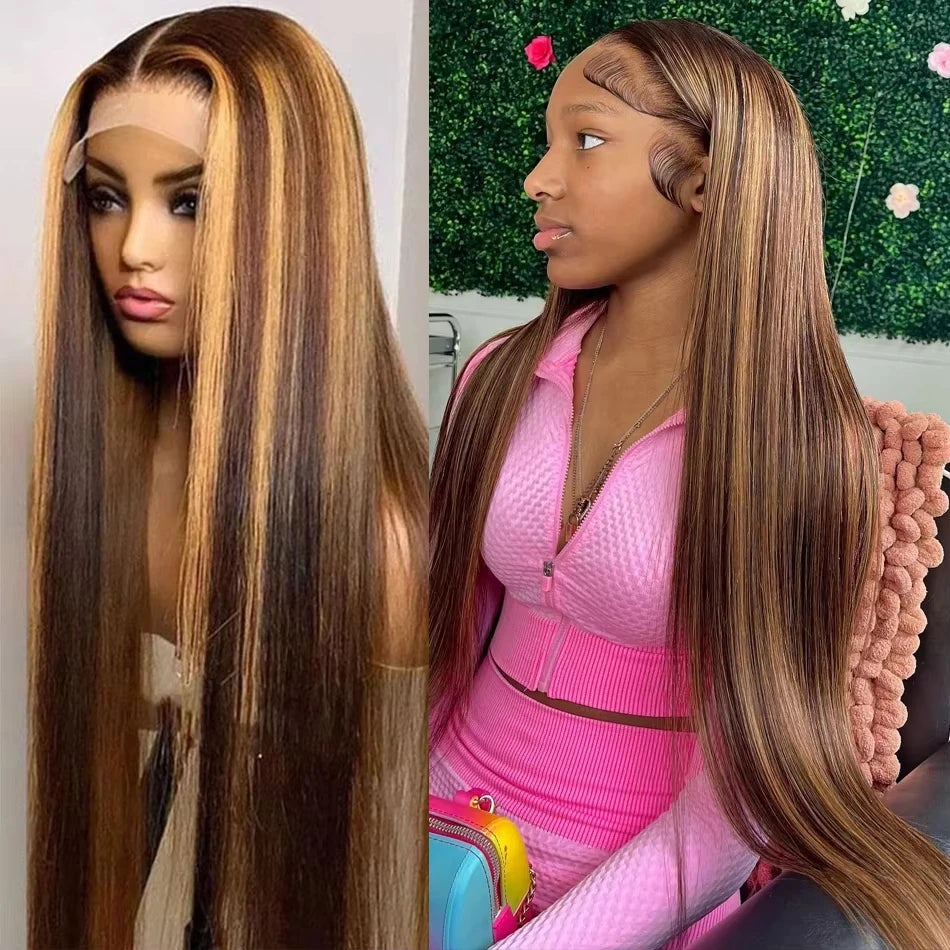 13x6 Hd highlight wig 100% human hair Colored Lace Front Human Hair Wigs For Women Honey Blonde Straight Hd Lace Frontal Wigs