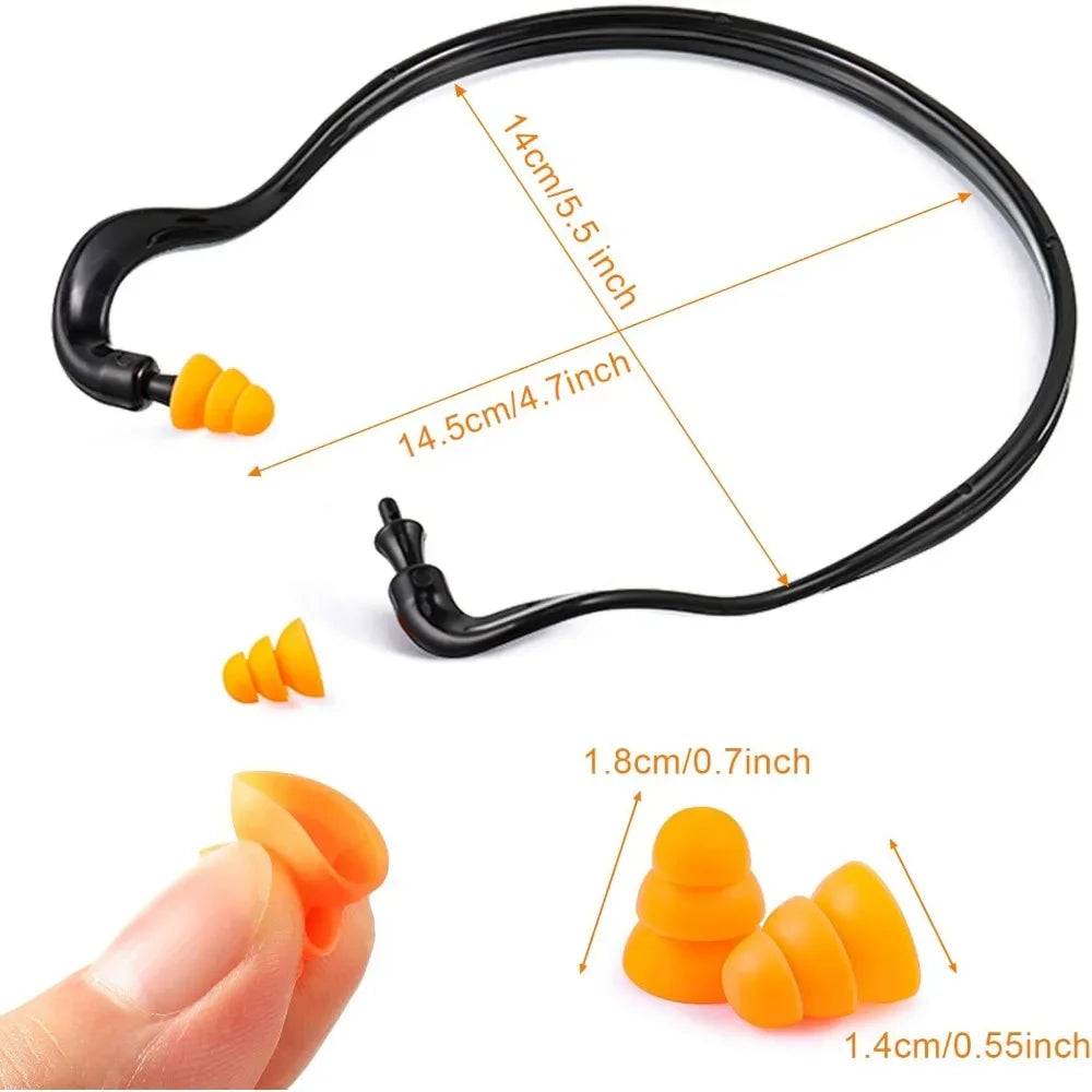 Banded Ear Plugs Band Earplugs Silicone Banded Hearing Protection and Replacement Earplugs Inner-Aural Ear Plugs for Sleeping