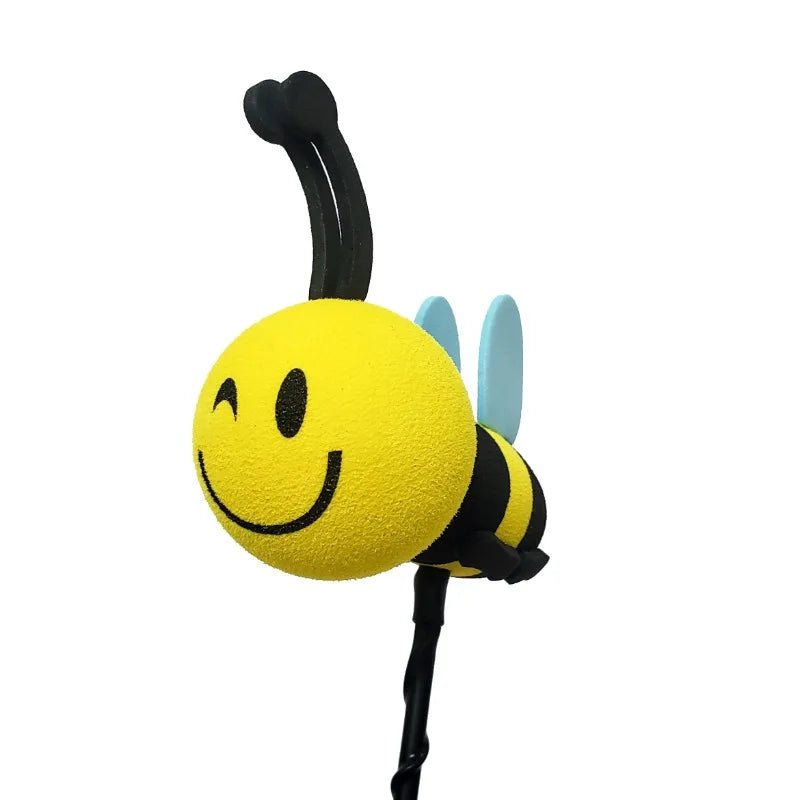 1pc Happy Bee Car Antenna Topper - Adorable Yellow & Black Foam Ball with Cheerful Face, Durable EVA Material