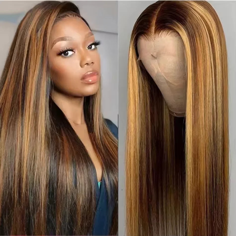427 Highlight Ombre 360 Full Lace Front Wig 40 Inch 13x6 Bone Straight Hd Lace Frontal Colored Human Hair Wigs Honey Blonde Wig