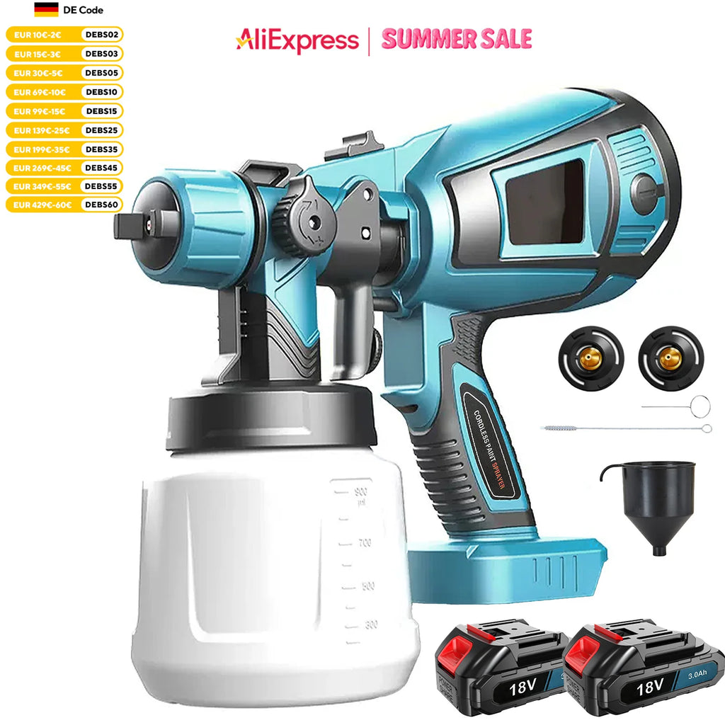 Cordless Paint Sprayer Compatible with Makita Battery, Fence Paint Sprayer, HVLP Spray Gun with 2Battery for Interior Exterior