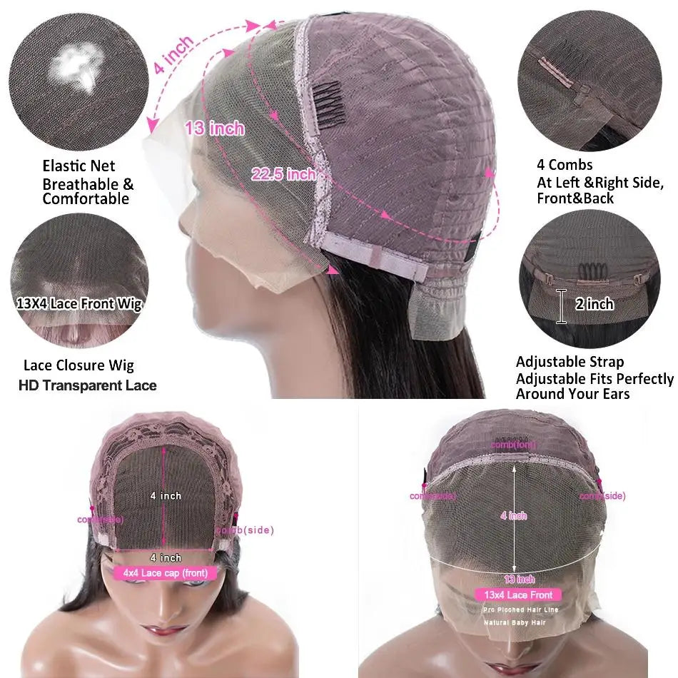 Gluless Body Wave Human Hair Wigs 13x6 HD Transparent Lace Frontal Human Hair Wigs 30 40 Inch Remy Body Wave Lace Front Wig