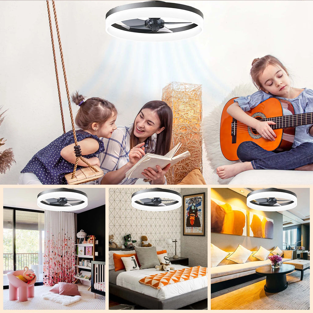 Ceiling Fan with Light Remote Control Modern Silent 6-speed LED Light Fan Smart Ceiling Fan For Bedroom  Living Room Decoration