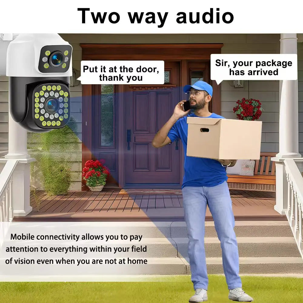 8MP Dual Lens WiFi Surveillance Camera 4K Outdoor PTZ IP Camera Auto Tracking Audio Video ONVIF Security CCTV Camera YOOSEE