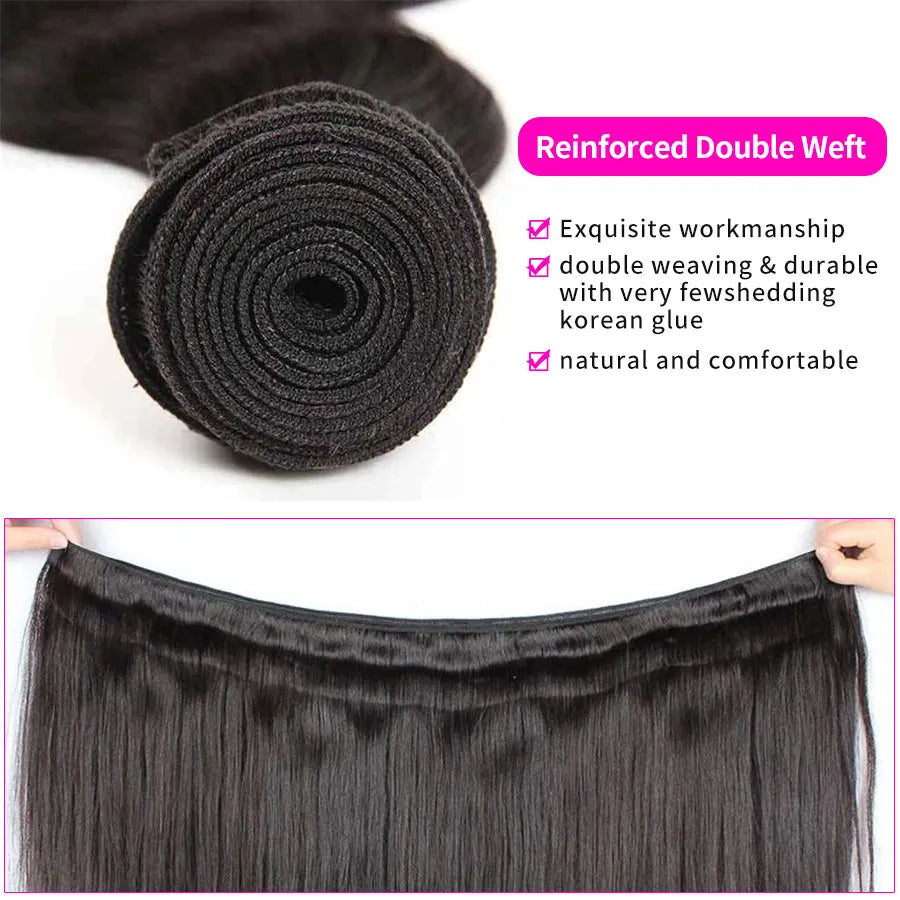 Body Wave Bundles Human Hair 3PCS Brazilian Remy Hair Extensions Natural Black Brazilian Virgin Hair Weave Bundles 14-30 Inches