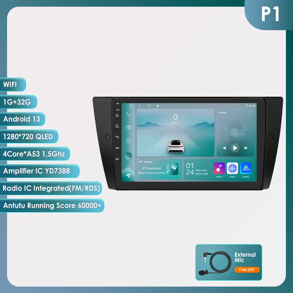 9" Hizpo 2Din Android13 Car Radio for BMW E90 E91 E92 E93 2006 - 2012 GPS Navigation RDS DSP SWC 4G BT CarPlay Autoradio