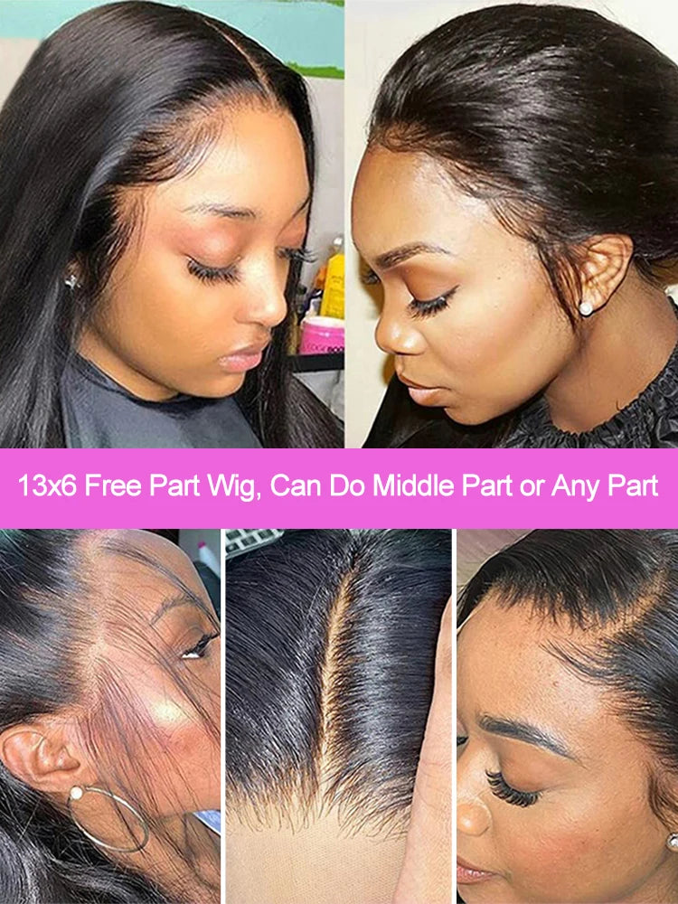 40 46 inch Bone Straight 13x4 13x6 Transparent HD Lace Front Wigs Brazilian Human Hair 300% Density 360 Full Lace Wigs For Women