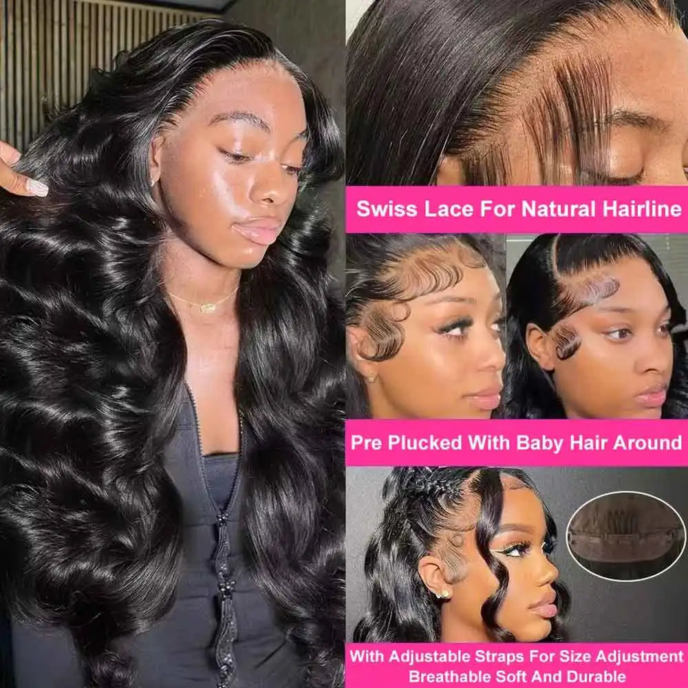 Gluless Body Wave Human Hair Wigs 13x6 HD Transparent Lace Frontal Human Hair Wigs 30 40 Inch Remy Body Wave Lace Front Wig