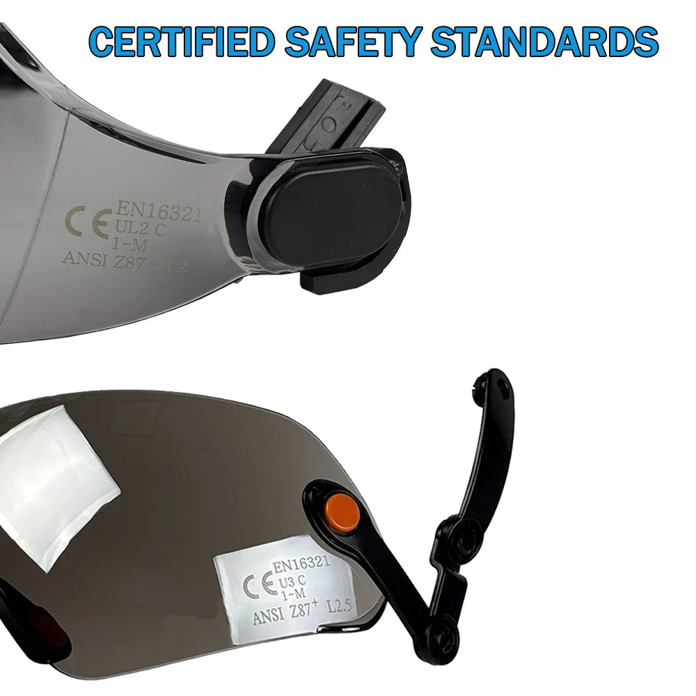 CE Visor fo Safety Helmet Construction Hard Hat Accessories Safety Goggles for Helmet Replacement PC Material Eye Protector ANSI