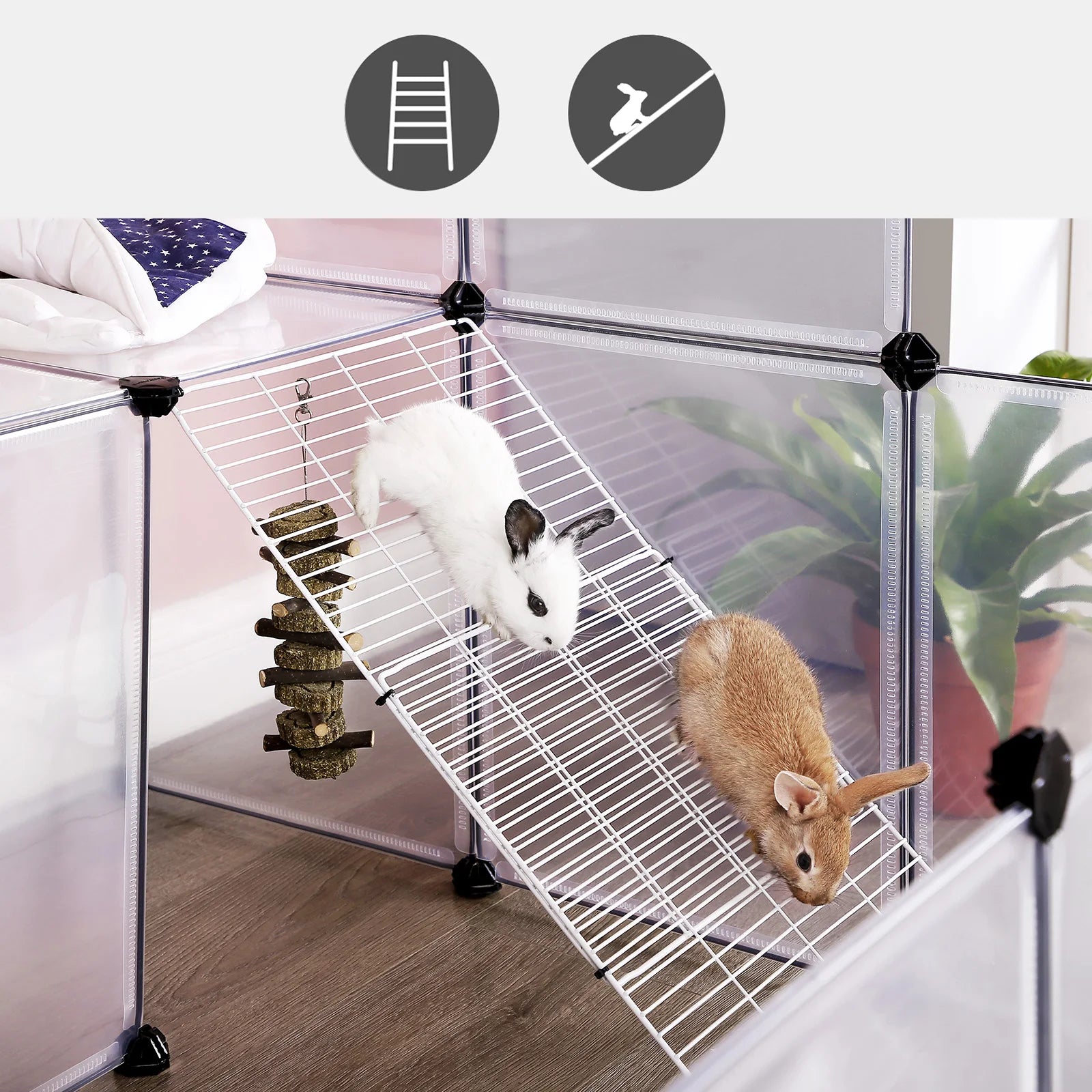 Enclos modulable - 143 x 108 x 92 cm - Parc pour petits animaux - Cochon d'Inde - Lapins - Hamsters - Rongeur - Blanc