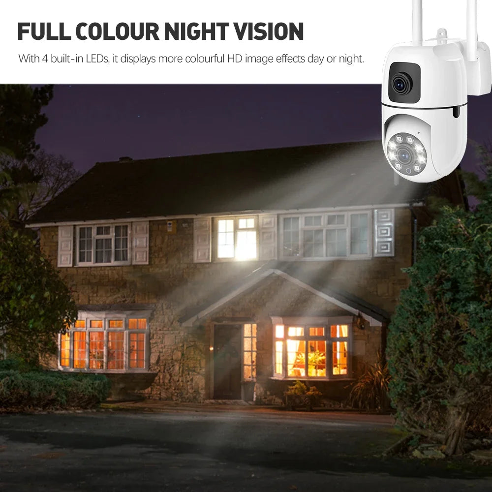 8MP WIFI Surveillance Camera Dual Lens Dual Screen 8X Digital Zoom IP Cameras Wireless Outdoor Auto Tracking Night Vision CCTV