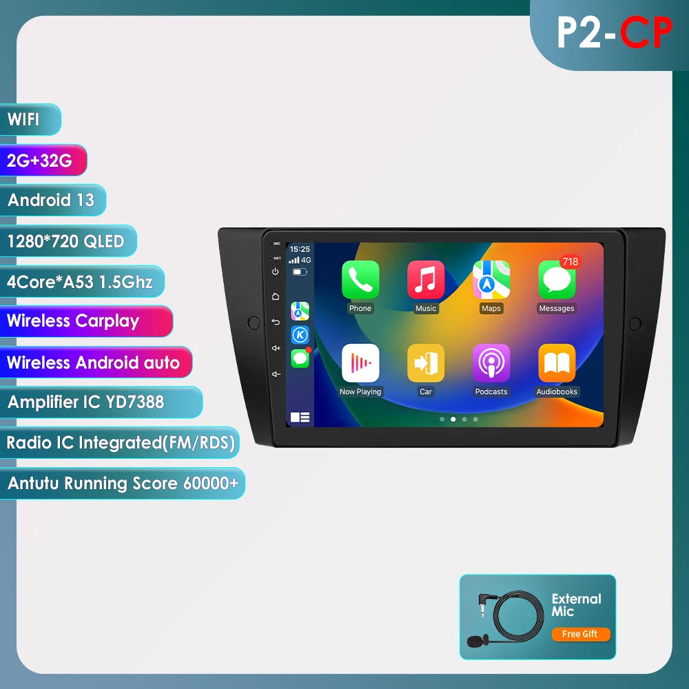 9" Hizpo 2Din Android13 Car Radio for BMW E90 E91 E92 E93 2006 - 2012 GPS Navigation RDS DSP SWC 4G BT CarPlay Autoradio