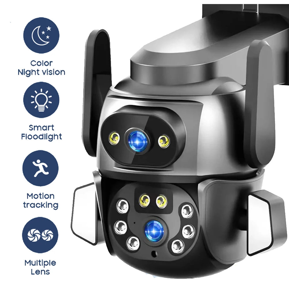 CareCam 4K 8MP Dual Lens PTZ Camera Outdoor Waterproof Color Night Vision Two Way Audio Human Detection Surveillance Camera