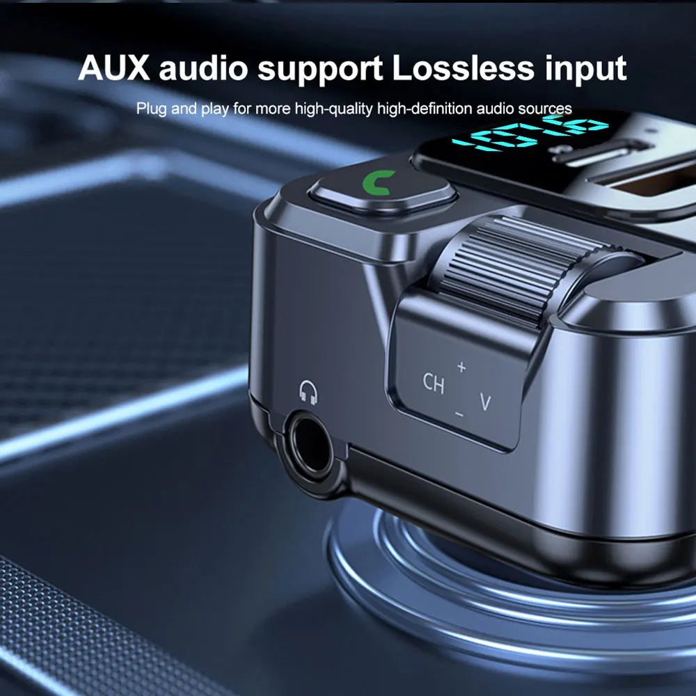 Bluetooth 5.1 Car FM Transmitter Car MP3 Stereo Music Player Handsfree 3.5mm Aux Wireless Car Kit 20W PD USB-C Fast Charger